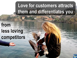 Love for customers differentiates from competitors, Vadim Kotelnikov quotes, Irina, pigeons